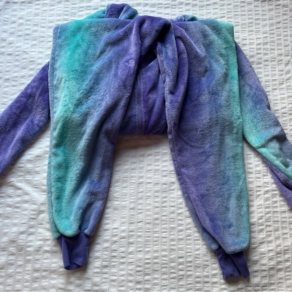 Funzietime Blue and Purple Tie Dye Unicorn Onesie Pajama Costume, Adult XS - Picture 5 of 14